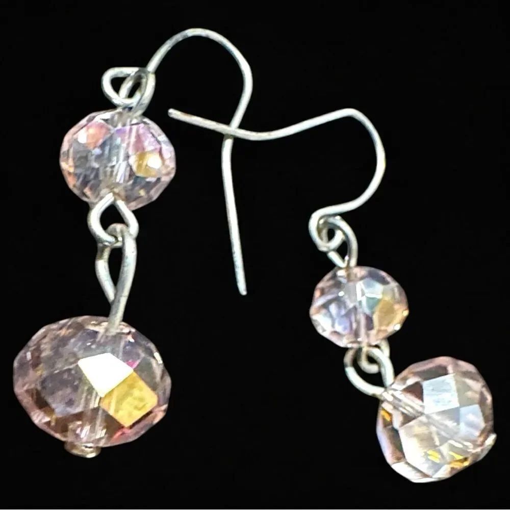 Elegant Pink Crystal Dangle Earrings